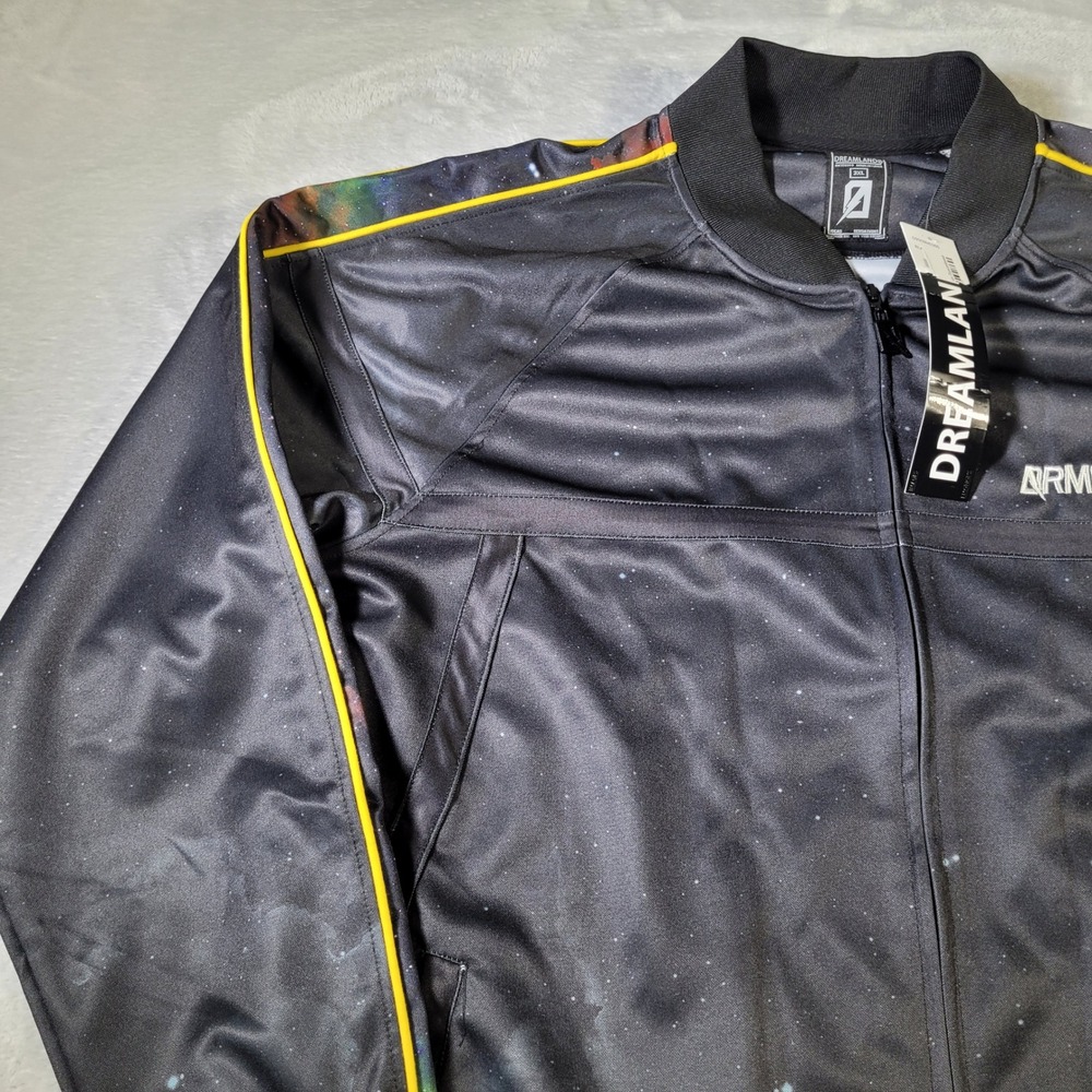 Dreamland Track Jacket Mens 3XL Black Galaxy Print Yellow DRMLND Streetwear - Picture 3 of 16